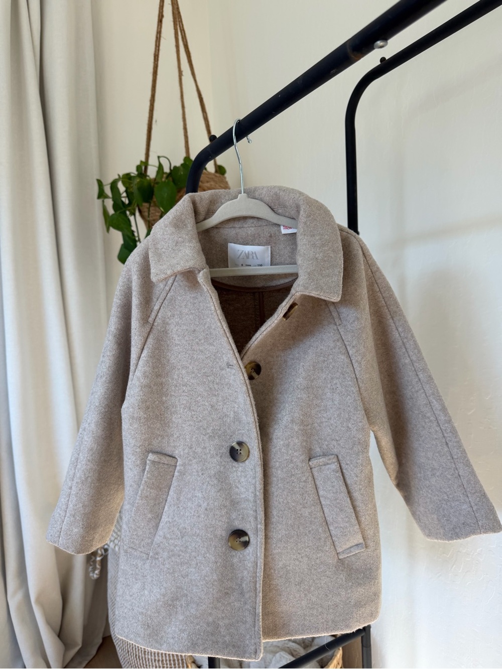 ZARA Kids Neutral Beige Pea Coat